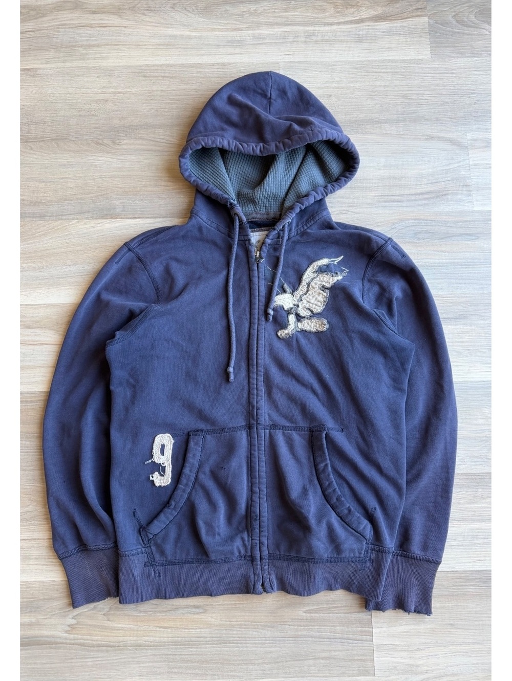 Vintage Y2K Distressed American Eagle Thermal Hood Hoodie